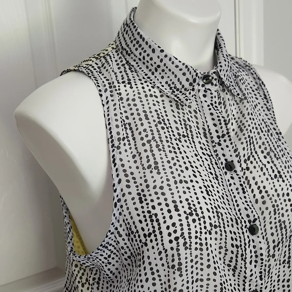 BCX Black, White, & Yellow Sheer Top - Picture 5 of 13